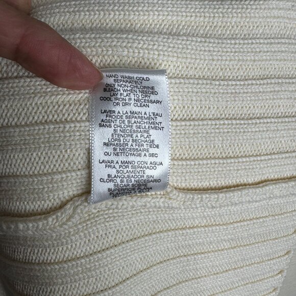 Michael Kors Womens Open Front Cardigan Sweater‎ Medium Ivory Cotton & Rayon - Picture 11 of 11